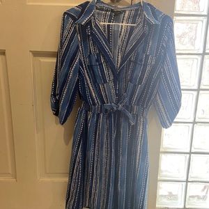 Blue and white dress